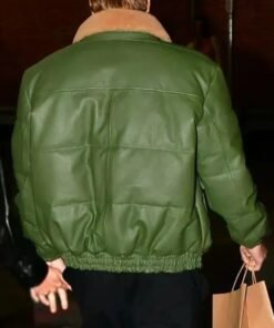 Alternative view of Justin Bieber Green Aviator Leather Jacket