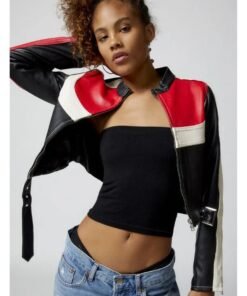 Jordan Vegan Leather Fitted Racer Moto Jacket Jordan Vegan Leather Fitted Racer Moto Jacket