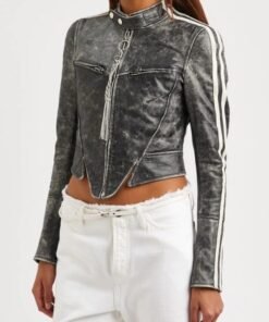 Alternative view of Katy Perry Distressed Cropped Leather Jacket