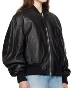 Chiara Ferragni Oversized Black Leather Jacket