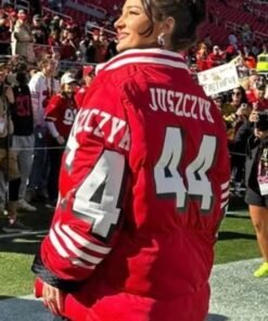 Alternative view of Kristin Juszczyk 49ers SF Red Puffer Jacket