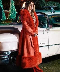 Lainey Wilson Red Faux Fur Coat Lainey Wilson Red Faux Fur Coat