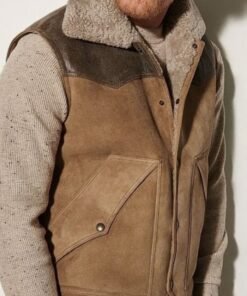 Mens Brown Shearling Fur Leather Vest