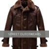 Mens Brown Sherpa Flight Leather Jacket