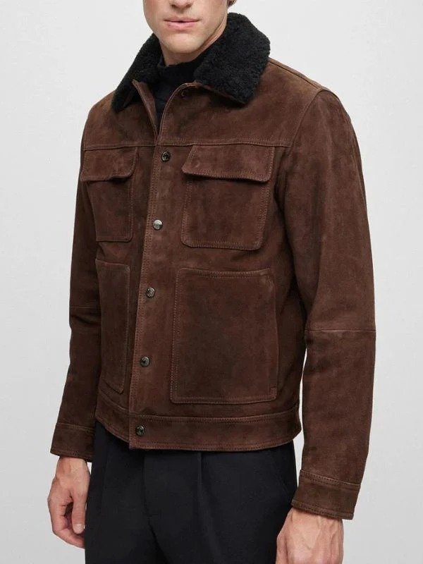 Mens Classic Shirt Style Genuine Goat Suede Jacket Mens Classic Shirt Style Genuine Goat Suede Jacket - Image 4