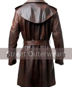 Alternative view of Mens Distressed Brown Genuine Sheepskin Vintage Classic Overcoat