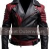 Mens Vanson Skeleton Bones White Jacket Mens Maroon Black Cafe Racer Classy Leather Jacket