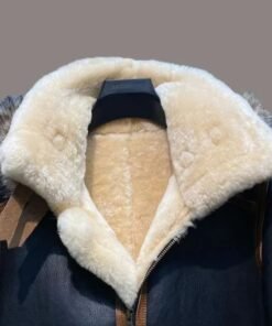 Mens RAF B3 Aviator Black Hooded Shearling Leather Jacket