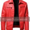Mens Red Biker Steampunk Vintage Leather Jacket