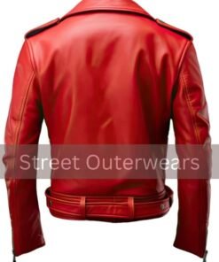 Alternative view of Mens Red Elegant Soft Racing Biker Leather Jacket