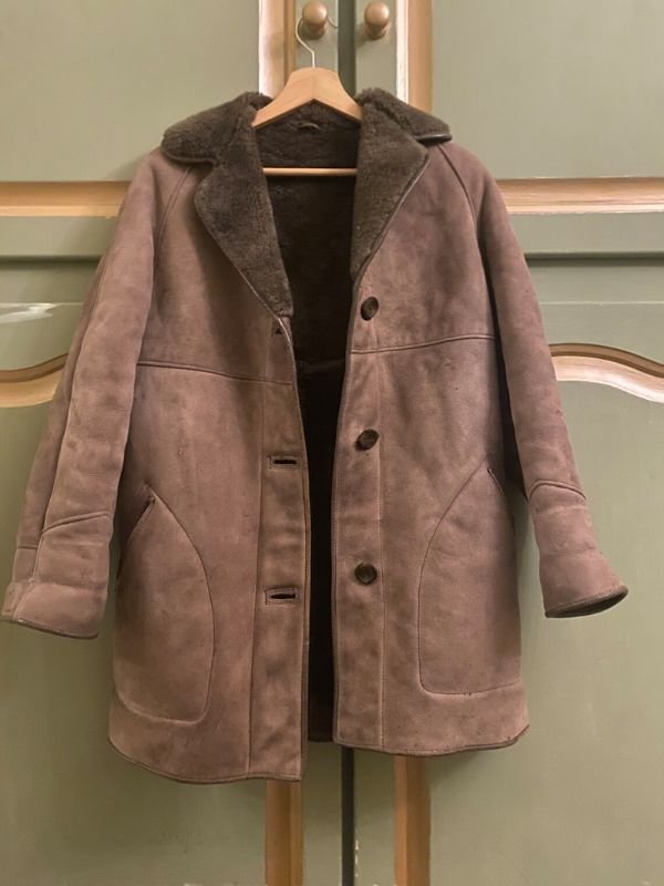 Mens Vintage Shearling Bomber Sued Coat Mens Vintage Shearling Bomber Sued Coat - Sale Now