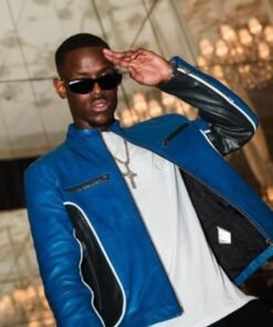 Alternative view of Micheal Ward Biker Blue Leather Jacket