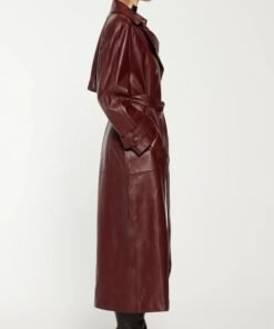 New York City Selena Gomez Maroon Leather Coat