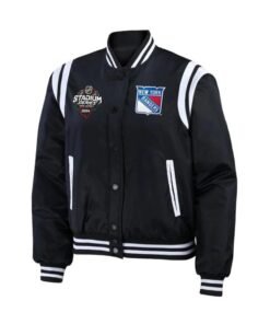 Alternative view of New York Rangers 2024 Stadium Series Black Bomber Jacket