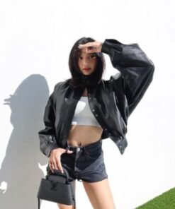 Lisa Rapper Oversized Black Leather Jacket
