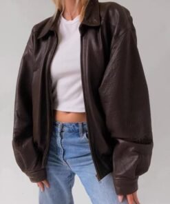 Oversized Full Grain Vintage Baggy Style Brown Leather Jacket