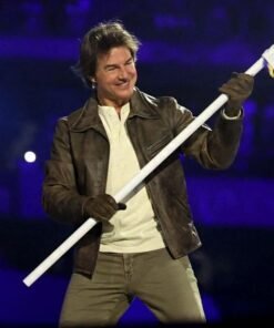 Tom Cruise Brown Leather Olympic Jacket