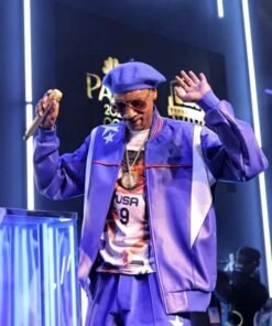 Alternative view of Paris 2024 Olympics Snoop Dogg Purple Bomber Jacket