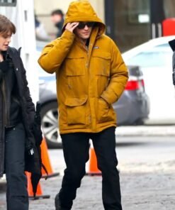 Alternative view of Robert Pattinson Yellow Hooded Jacket