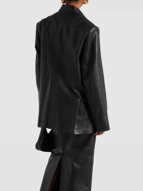 Sabrina Carpenter BBC Radio 1 Black Leather Blazer Sabrina Carpenter BBC Radio 1 Black Leather Blazer - Image 4