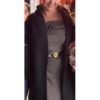 Selena Gomez Black Wool Trench Coat