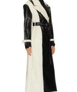 Selena Gomez Colorblock Leather Coat