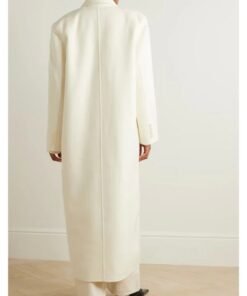 Selena Gomez Oversized Double-Breasted White Coat Selena Gomez Oversized Double-Breasted White Coat