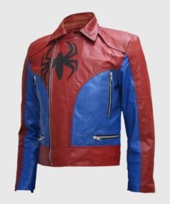 Spider Red and Blue Leather Jacket
