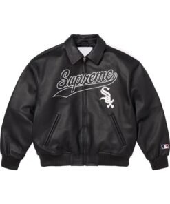Supreme Chicago White Sox Leather Varsity Jacket Black