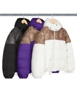 Supreme Leather Yoke Puffer Jacket