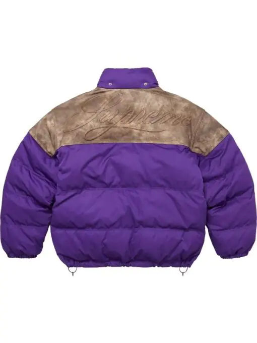 Supreme Leather Yoke Puffer Jacket