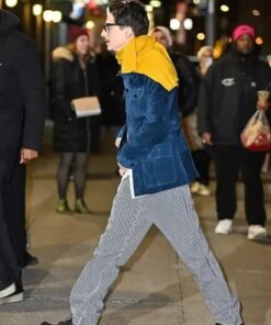 Timothée Chalamet Blue Suede Coat Jacket