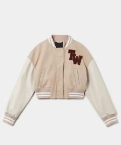 TW Colorblock Varsity Jacket Beige