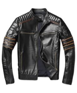 Alternative view of Urban Baron Skull Black Leather Jacket