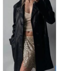 Vintage Oversized Long Black Leather Jacket Vintage Oversized Long Black Leather Jacket