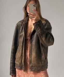 Women Oversized Distressed Brown Genuine Leather Jacket Women Oversized Distressed Brown Genuine Leather Jacket
