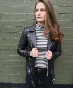 Women's Black Leather Biker Jacket Made Of 100% Real Leather Women's Black Leather Biker Jacket Made Of 100% Real Leather