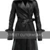 Women Thick Sheepskin Fur Leather Long Jacket Women's Black Fashionable Biker Leather Coat