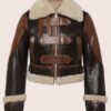 Women's Sheepskin Genuine Black and Brown Leather Shearling Jacket