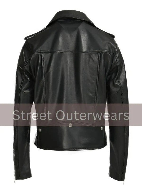 Womens Biker Black High Fashion Street Racer Motorcycle Jacket Womens Biker Black High Fashion Street Racer Motorcycle Jacket - Image 2