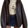 Womens Brown 90s Oversized Y2K Leather Jacket