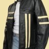 Women Thick Sheepskin Fur Leather Long Jacket Womens Coolest Black Stripe Oversized Leather Jacket