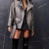 Women Oversized Black Bomber 90s Styles Leather Jacket Womens Distressed Biker Style Goat Leather Jacket - Sale
