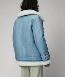 Alternative view of Womens Light Blue B3 RAF Aviator Sheepskin Shearling Leather Jacket