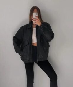 Alternative view of Womens Oversized Victorian Nostalgic Black Leather Jacket