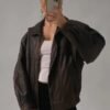Womens Oversized Sheepskin Brown Leather Jacket