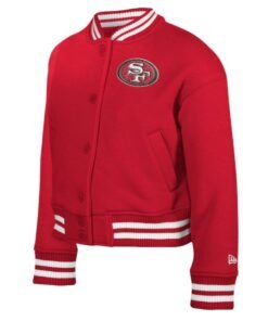 Youth New Era Scarlet San Francisco 49ers Chenille Applique Fleece Full Snap Jacket