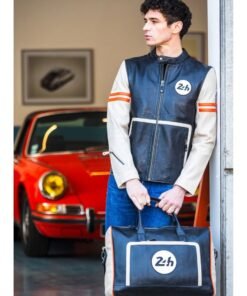 Black Leather Mans Karl 24H Le Ecru Jacket