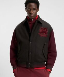 HUGO x RB Regular Fit Varsity Style Jacket with Bull Graphics