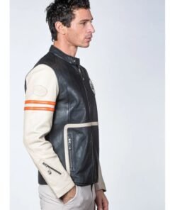 Kael Mans 24H Le Ecru Black Leather Jacket